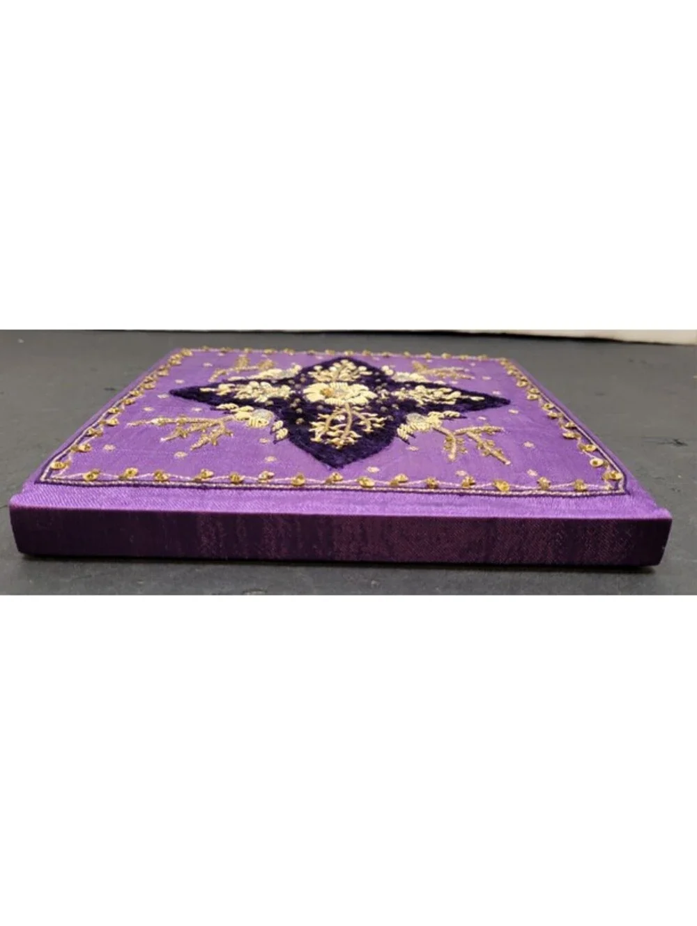 Purple Embroidered Notebooks/Stationery Floral Design & Sequins - Lot of 2